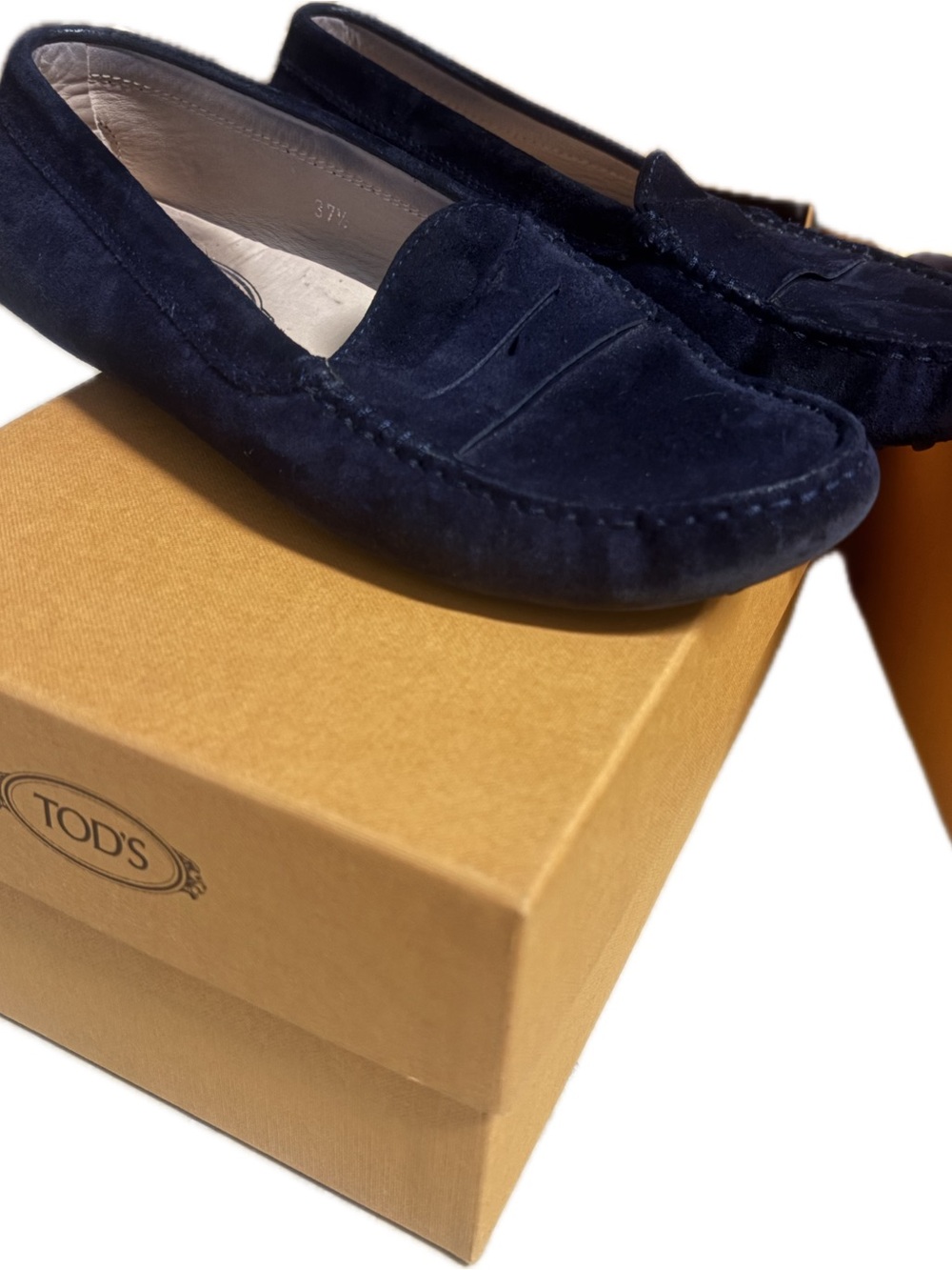 Tod's Dark Blue Suede Penny Loafers